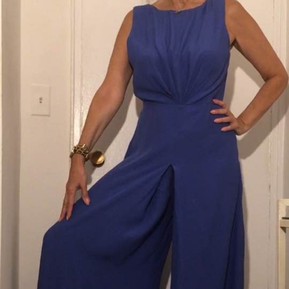 BSB Pants - BSB-BRIGHT-BLUE-FLOWY-JUMPSUIT- L